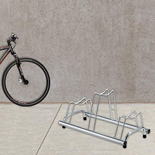 ANDRYS - Soporte para Bicicletas de Suelo para exteriores e interiores - Aparcamiento para Bicicletas de suelo de hasta 3 Plazas Galvanizado en frío