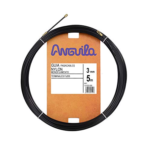 Anguila - Guía pasacables Nylon Monofilamento, 5 m, Diámetro 3mm, Terminales Fijos, Negro