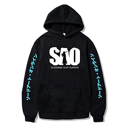 Anime Sword Art Online Hoodie Unisex Streetwear Kirito Sudadera de Manga Larga Yuuki Asuna Sudadera con Capucha Harajuku Sao Pullover