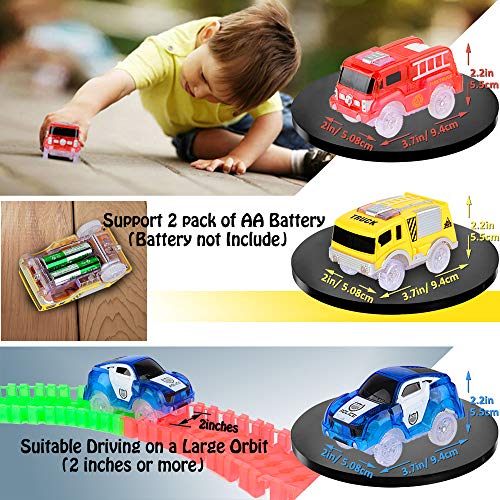 AniSqui Track Race Car, (Glow Track Coches Light Up Coche de Juguete Glow in The Dark,) Circuito Coches Juguete Niño, Coches Led Accesorios de Pista para Niños 3 4 5 6