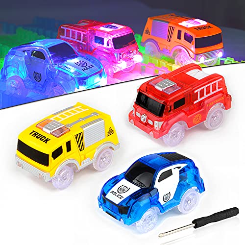 AniSqui Track Race Car, (Glow Track Coches Light Up Coche de Juguete Glow in The Dark,) Circuito Coches Juguete Niño, Coches Led Accesorios de Pista para Niños 3 4 5 6