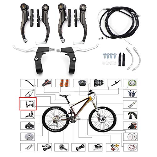 Anladia Juego de cable de freno para bicicleta, cable de cambio de freno, sistema de freno para MTB, Trekking, Citybike (negro)