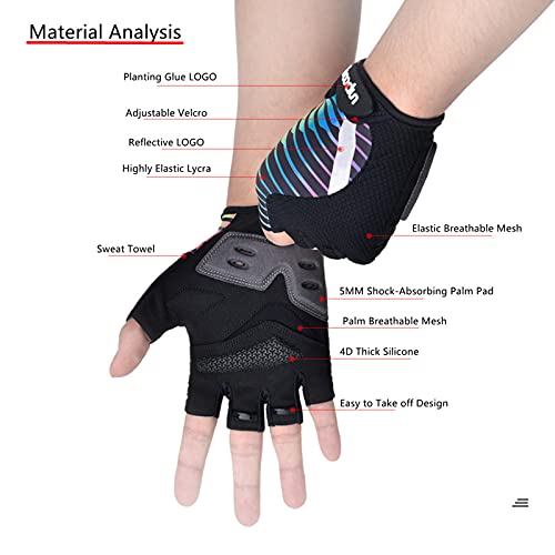 ANLILUCK Guantes de Ciclismo de Medio Dedo,Guantes de Bicicleta de MontañA Transpirables y Amortiguadores Antideslizantes,Guantes de Ciclismo Unisex