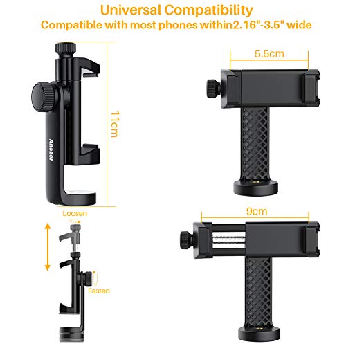 Anozer Soporte Móvil, Adaptador Universal para Soporte Trípode,Monopié Estabilizador Selfie con Cabeza Ajustable 360°con 1/4 Tornillo para iPhone 13/13 Pro/13 Mini/Samsung/Huawei/Xiaomi/Oneplus/LG