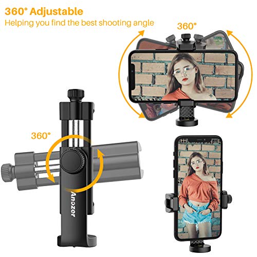 Anozer Soporte Móvil, Adaptador Universal para Soporte Trípode,Monopié Estabilizador Selfie con Cabeza Ajustable 360°con 1/4 Tornillo para iPhone 13/13 Pro/13 Mini/Samsung/Huawei/Xiaomi/Oneplus/LG