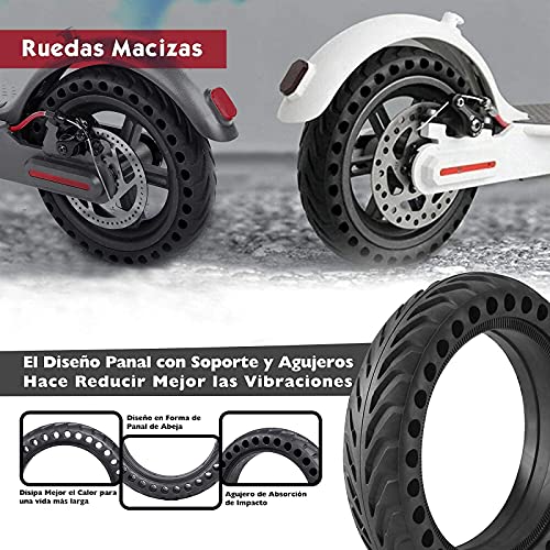 ANSENI® Ruedas Macizas para Patinete Electrico Rueda de 8.5Pulgadas,Neumáticos de Reemplazo, Rueda de Repuesto Antipinchazo Compatible con Xiaomi Scooter Electrico M365/M365 Pro, Xiaomi 1S, Cecotec