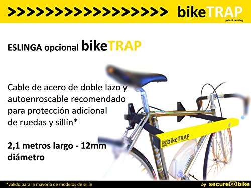 Antirrobo bicicleta: Cable 2,1m x 12mm de acero de doble lazo de alta seguridad para soporte candado de pared y antirrobo bikeTRAP