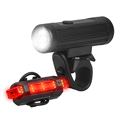 ANVAVA Luz Bicicleta Recargable USB, 600 Lúmenes LED Luces Bicicleta Delantera y Trasera, 4 Modos, IPX6 Impermeable Luces Seguridad para Ciclismo de Montaña y Carretera (Negro)