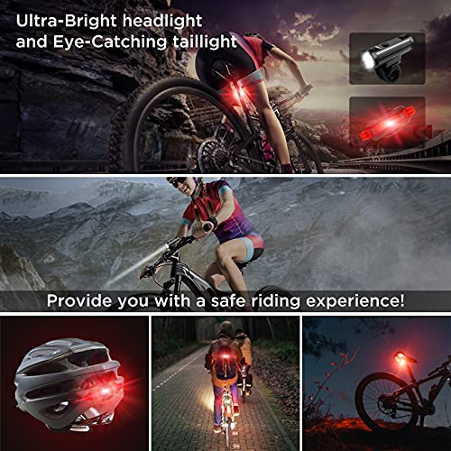 ANVAVA Luz Bicicleta Recargable USB, 600 Lúmenes LED Luces Bicicleta Delantera y Trasera, 4 Modos, IPX6 Impermeable Luces Seguridad para Ciclismo de Montaña y Carretera (Negro)