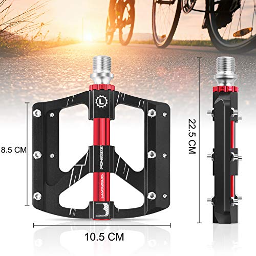 ANVAVA Pedales Bicicleta Montaña Pedales Bici MTB de Aluminio Pedales para Carretera 9/16" Pulgadas Plataforma Mixtos MTB Pedales, Negro