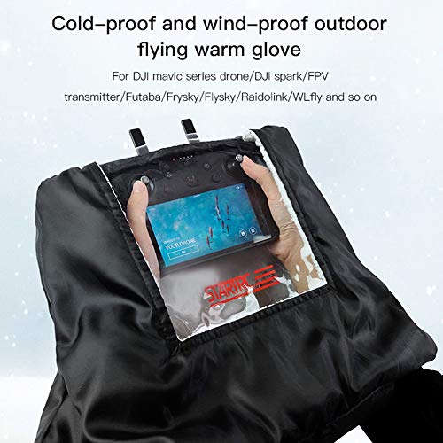 Anwangda Funda de protección para control remoto Mavic Mini Air 2, transmisor RC impermeable con ventana de visualización transparente Calentador de manos aislado invierno (negro)