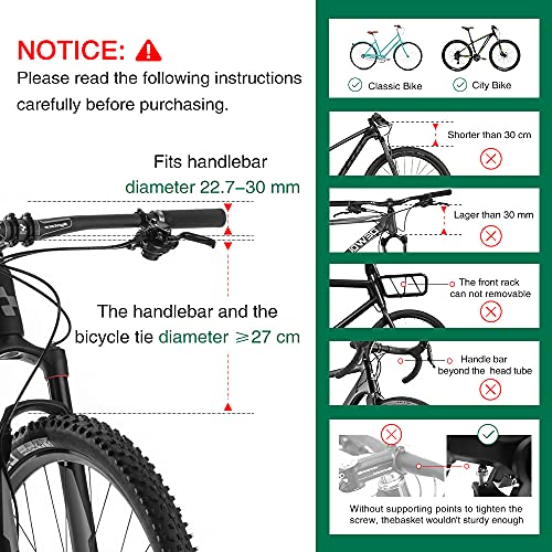 ANZOME Cesta Bicicleta Delantera Bolsas Reutilizables Desmontable Compra Cesta - Paño Mango Marrón