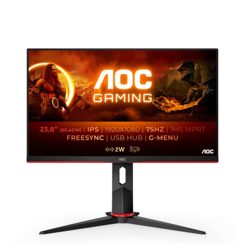 AOC Monitor Gaming 24G2U5/BK- 24" , Full HD, 75Hz, 1ms, IPS, FreeSync , 1920x1080, 250 cd/m, D-SUB, HDMIx2, Displayport 1x1.2