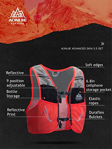 AONIJIE 2.5 L Unisex Ultra Running Chaleco de Piel Avanzada hidratación Pack para Trail Running Cycling Marathoner (Azul negro -M/L)