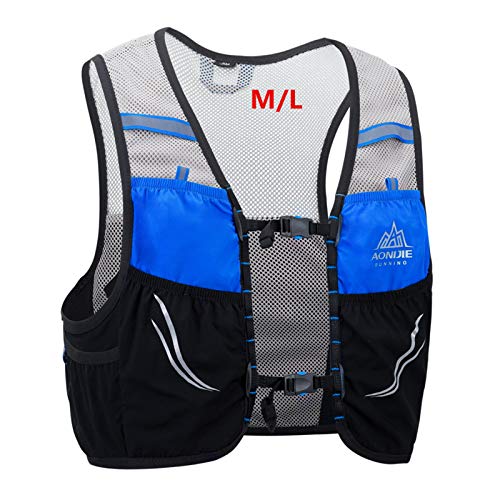 AONIJIE 2.5 L Unisex Ultra Running Chaleco de Piel Avanzada hidratación Pack para Trail Running Cycling Marathoner (Azul negro -M/L)