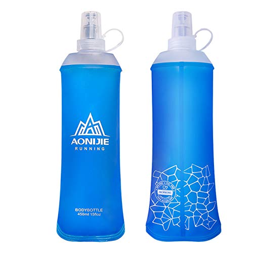 AONIJIE 450ml/500ml Soft Flask TPU Botella Bolsa de Hidratación s Ideal para Mochila de Hidratación para Correr Ciclismo Senderismo (450ML-2PCS)