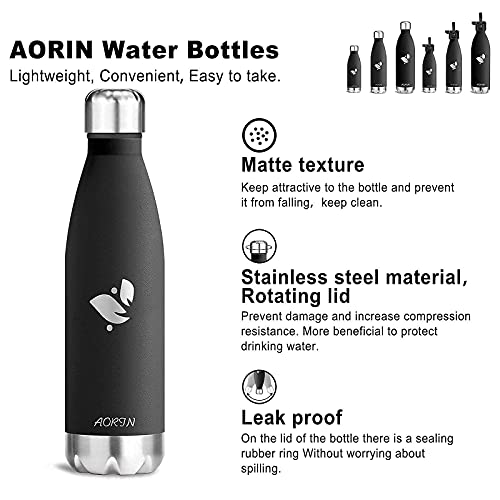 AORIN de Doble Pared con Aislamiento de Botella de Agua de Acero Inoxidable Proceso de Recubrimiento en Polvo, no es fácil de desprenderse, Resistencia al Rayado, fácil de Limpiar