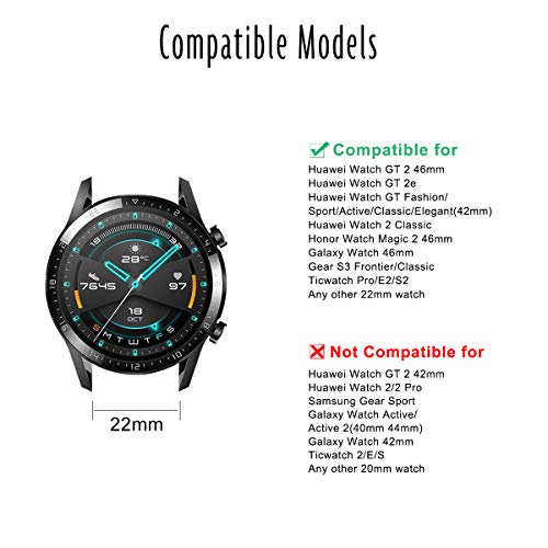 AOTVIRIS Compatible con Correa Huawei Watch GT 2 46mm/GT 2 Pro/Huawei Watch GT 2e/Huawei Watch GT Sport/Active/Elegant/Fashion 22mm Banda Silicona Pulsera para Galaxy Watch 46mm/Gear S3 Frontier