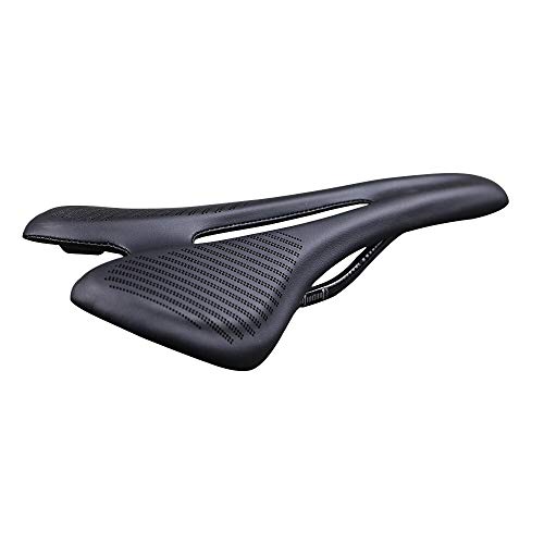 AOZAX Sillín de Bicicleta Líderes de Fibra de Carbono MTB MTB Use 3K T800 Material de Carbono Almohadillas Súper luz Cojines de Cuero Paseo Asiento de Bicicleta Cómodo y Estable (Color : Black)