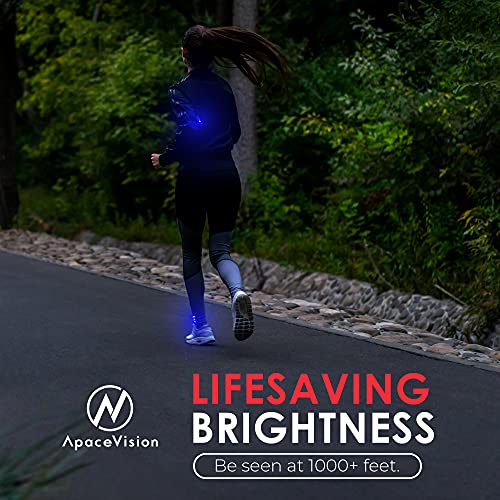 Apace Vision Luces de Seguridad LED (Paquete de 2) con Artículos Extra – Acoplable Estroboscópica / Luz para Correr Deporte Perros Bicicletas Andar y Más
