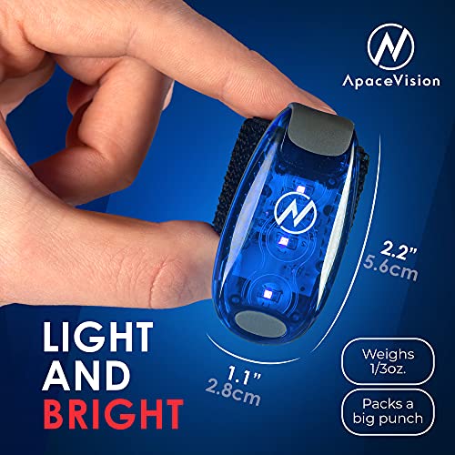 Apace Vision Luces de Seguridad LED (Paquete de 2) con Artículos Extra – Acoplable Estroboscópica / Luz para Correr Deporte Perros Bicicletas Andar y Más