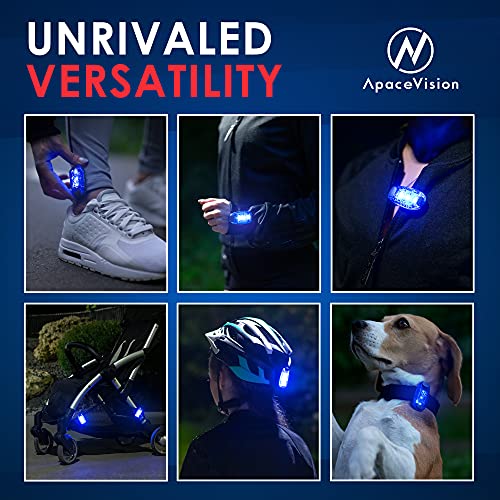 Apace Vision Luces de Seguridad LED (Paquete de 2) con Artículos Extra – Acoplable Estroboscópica / Luz para Correr Deporte Perros Bicicletas Andar y Más