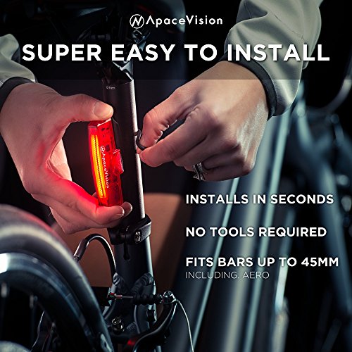 Apace Vision Luz Trasera para Bicicleta Recargable USB - Potente LED Faro Trasero Bici - Muy Luminoso y Fácil de Instalar Luces Rojas Máxima Seguridad Ciclismo
