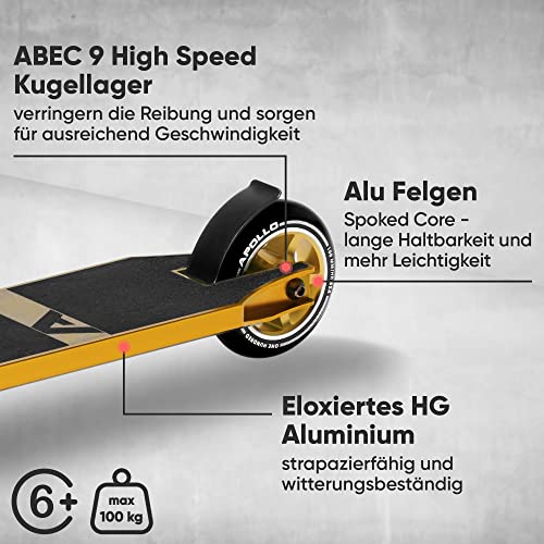 Apollo Stunt Scooter Star Pro - Stunt Scooter Pro robustos con rodamientos ABEC 9, Fun Scooter, Kick Scooter, Trick Scooter, Freestyle Scooter