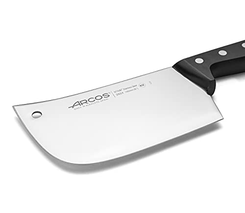 Arcos Serie Universal - Hachuela Macheta de Cocina para cortar huesos y carne, Hoja de Acero Inoxidable NITRUM 160 mm, Mango de Polioximetileno (POM), Color Negro