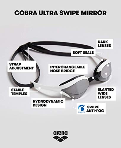 ARENA Cobra Ultra Swipe MR Gafas de natación, Unisex-Adult, Silver-White, Talla única