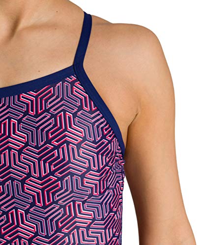 ARENA W Kikko Light Drop Back One Piece - Bañador Deportivo para Mujer, Color Navy/Multi Red, Talla 38, 30
