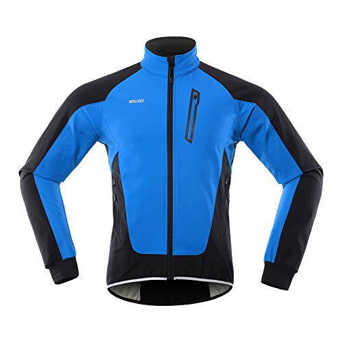 ARSUXEO Chaqueta Ciclismo Hombre Invierno Polar Térmico Softshell MTB Ropa de motorista 20B Azul S