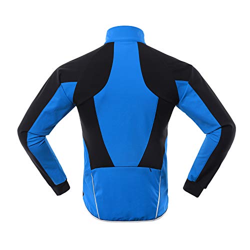 ARSUXEO Chaqueta Ciclismo Hombre Invierno Polar Térmico Softshell MTB Ropa de motorista 20B Azul S