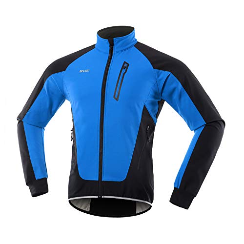 ARSUXEO Chaqueta Ciclismo Hombre Invierno Polar Térmico Softshell MTB Ropa de motorista 20B Azul S