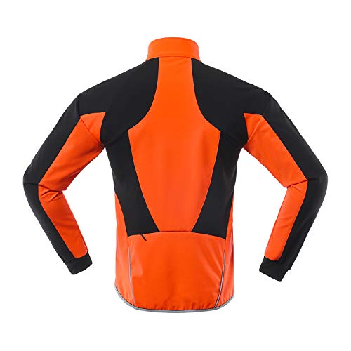 ARSUXEO Chaqueta Ciclismo Hombre Invierno Polar Térmico Softshell MTB Ropa de motorista 20B naranja XL