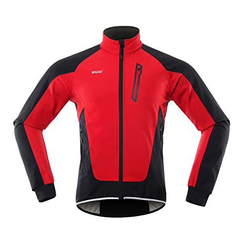 ARSUXEO Chaqueta Ciclismo Hombre Invierno Polar Térmico Softshell MTB Ropa de motorista 20B rojo L