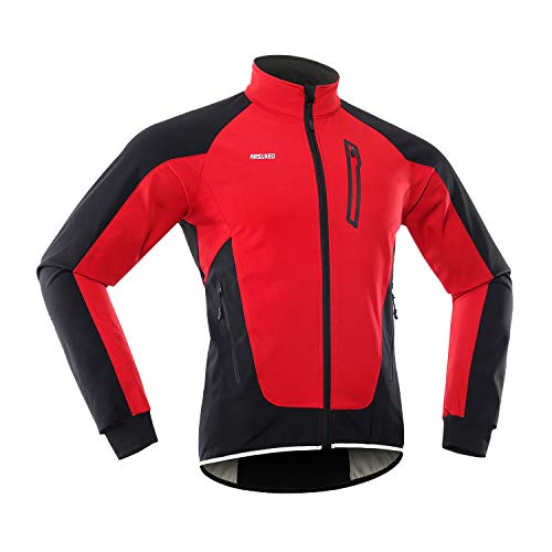 ARSUXEO Chaqueta Ciclismo Hombre Invierno Polar Térmico Softshell MTB Ropa de motorista 20B rojo L