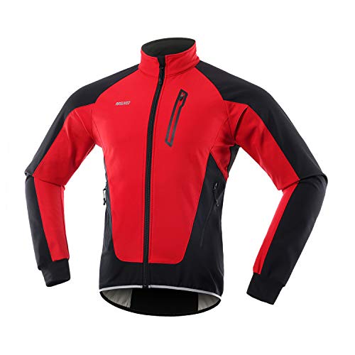 ARSUXEO Chaqueta Ciclismo Hombre Invierno Polar Térmico Softshell MTB Ropa de motorista 20B rojo L