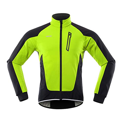 ARSUXEO Chaqueta Ciclismo Hombre Invierno Polar Térmico Softshell MTB Ropa de motorista 20B Verde L