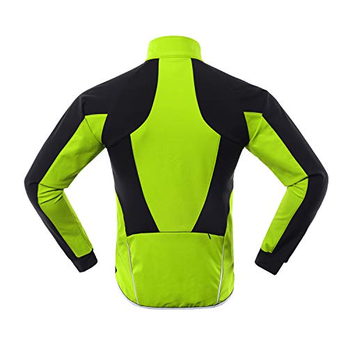 ARSUXEO Chaqueta Ciclismo Hombre Invierno Polar Térmico Softshell MTB Ropa de motorista 20B Verde L