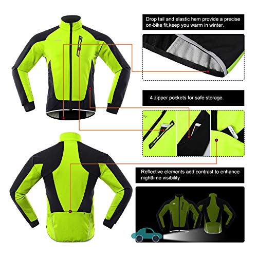 ARSUXEO Chaqueta Ciclismo Hombre Invierno Polar Térmico Softshell MTB Ropa de motorista 20B Verde L