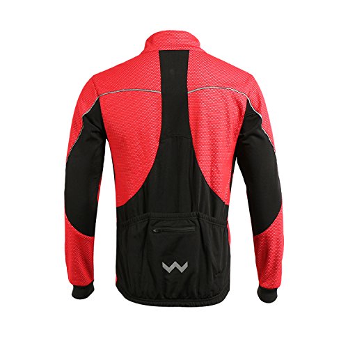 ARSUXEO Chaqueta de ciclismo Chaqueta térmica de invierno MTB para hombre Abrigo softshell para impermeable y resistente al viento 16H rojo L