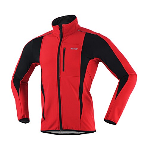 ARSUXEO de Ciclismo Chaqueta de Bicicleta Transpirable térmica de Invierno para Hombre 15K Rojo XL