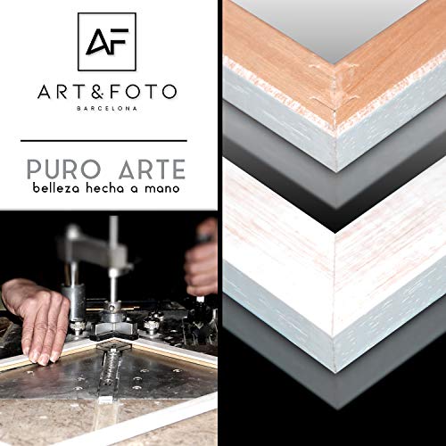 ART&FOTO BARCELONA Marco de Fotos Hecho a Mano 100% Artesanal de Madera y Cristal DIN A3