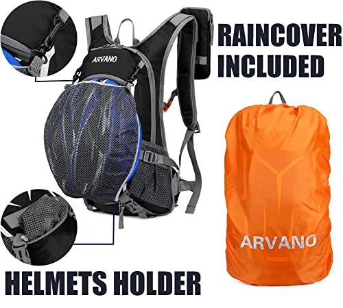 Arvano Mochila Hidratacion Ciclismo con Bolsa de Agua 2l,Mochila Bicicleta Montaña Impermeable 18l,para Mtb Bici Running Trail Senderismo Camping con Cubierta de Lluvia