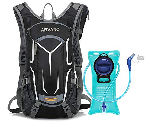 Arvano Mochila Hidratacion Ciclismo con Bolsa de Agua 2l,Mochila Bicicleta Montaña Impermeable 18l,para Mtb Bici Running Trail Senderismo Camping con Cubierta de Lluvia