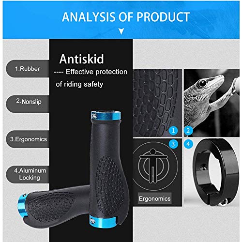 ASEOK Bike Hand Grips, MTB Grips Manillares Bloqueables Mountain Bike Manillares Ciclismo TPR Goma Manillar Grip para Ciclismo, montaña y Bicicletas Accesorios 1 par (Negro)