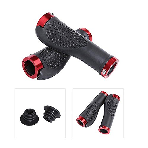 ASEOK Bike Hand Grips, MTB Grips Manillares Bloqueables Mountain Bike Manillares Ciclismo TPR Goma Manillar Grip para Ciclismo, montaña y Bicicletas Accesorios 1 par (Rojo)