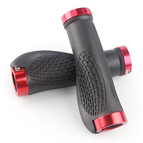 ASEOK Bike Hand Grips, MTB Grips Manillares Bloqueables Mountain Bike Manillares Ciclismo TPR Goma Manillar Grip para Ciclismo, montaña y Bicicletas Accesorios 1 par (Rojo)