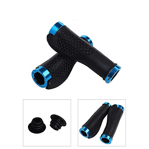 ASEOK Bike Hand Grips, MTB Grips Manillares Bloqueables Mountain Bike Manillares Ciclismo TPR Goma Manillar Grip para Ciclismo, montaña y Bicicletas Accesorios 1 par (Azul)